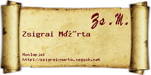 Zsigrai Márta névjegykártya